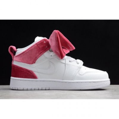 Nike Bayan Air Jordan 1 Mid Bow Siyah / Kırmızı Basketbol Ayakkabısı Türkiye - CE1NSK6G